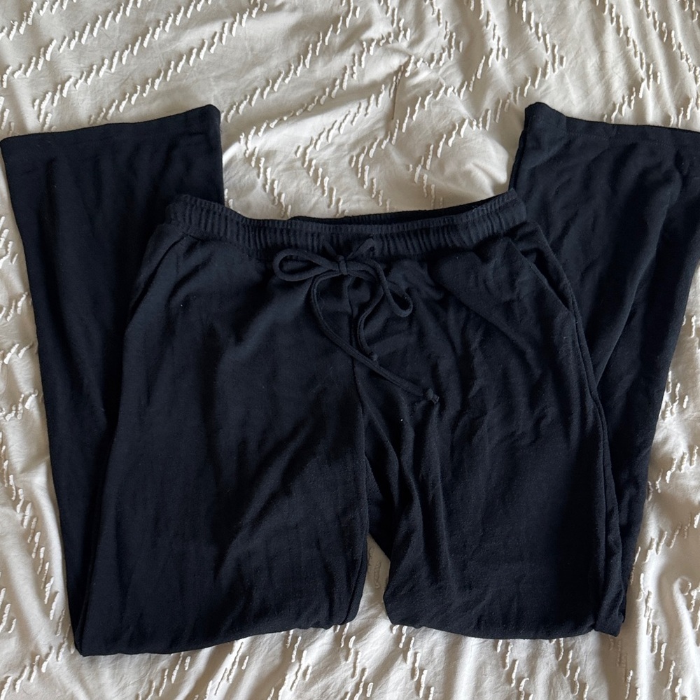Women's Black Boot Cut Lounge Pants with Drawstring